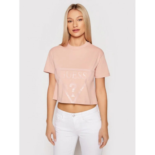 Guess Γυναικεία κοντομάνικη μπλούζα crop Maglieria Tagliata T-Shirt